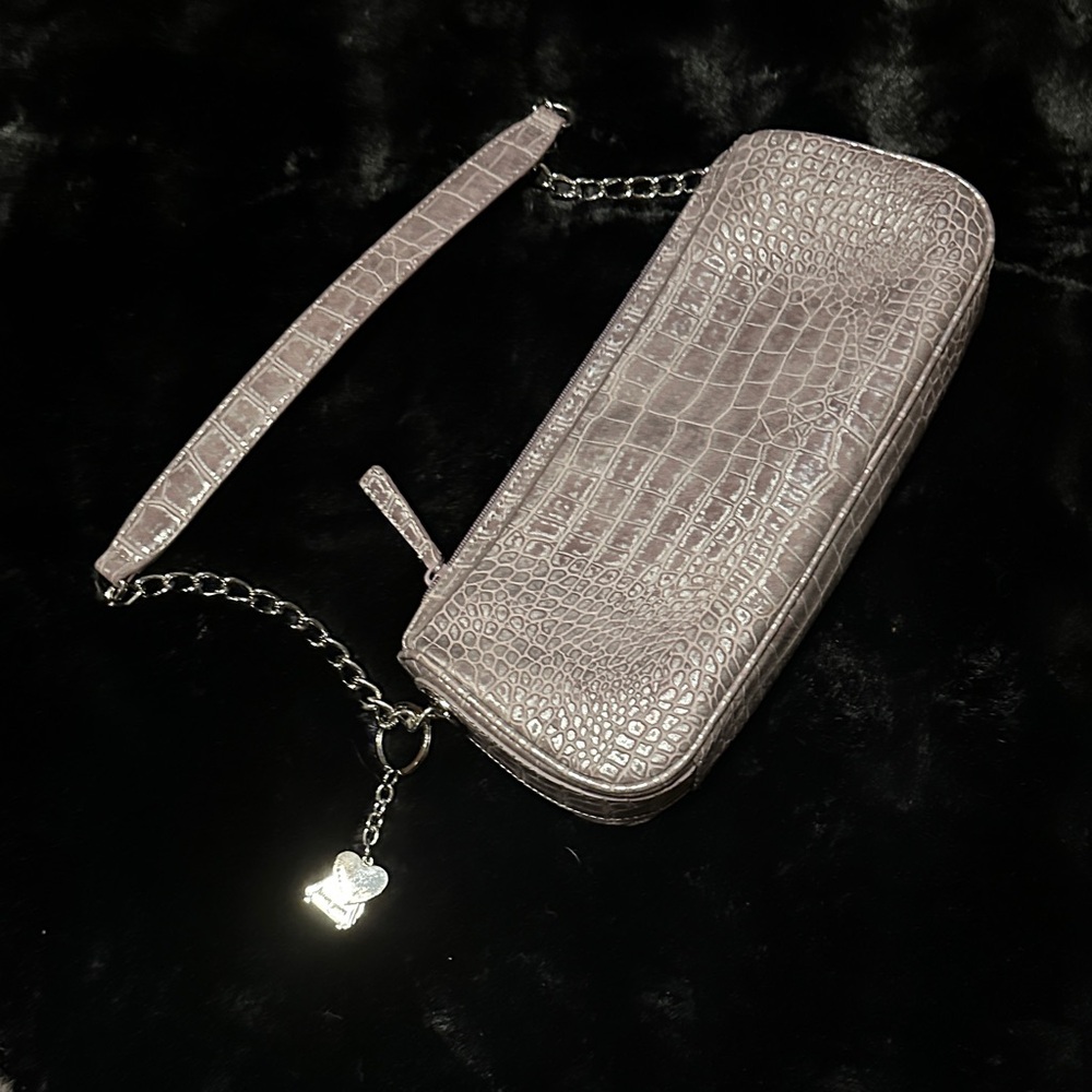 NINE WEST Elegant Crocodile-Embossed Chain Shoulder Bag WITH ACCESSORIES